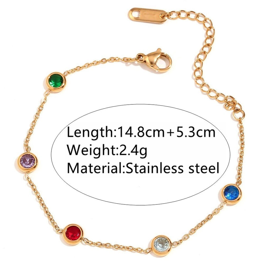 Hip-Hop Beach Streetwear Geometric 304 Stainless Steel 18K Gold Plated Artificial Rhinestones Bracelets In Bulk