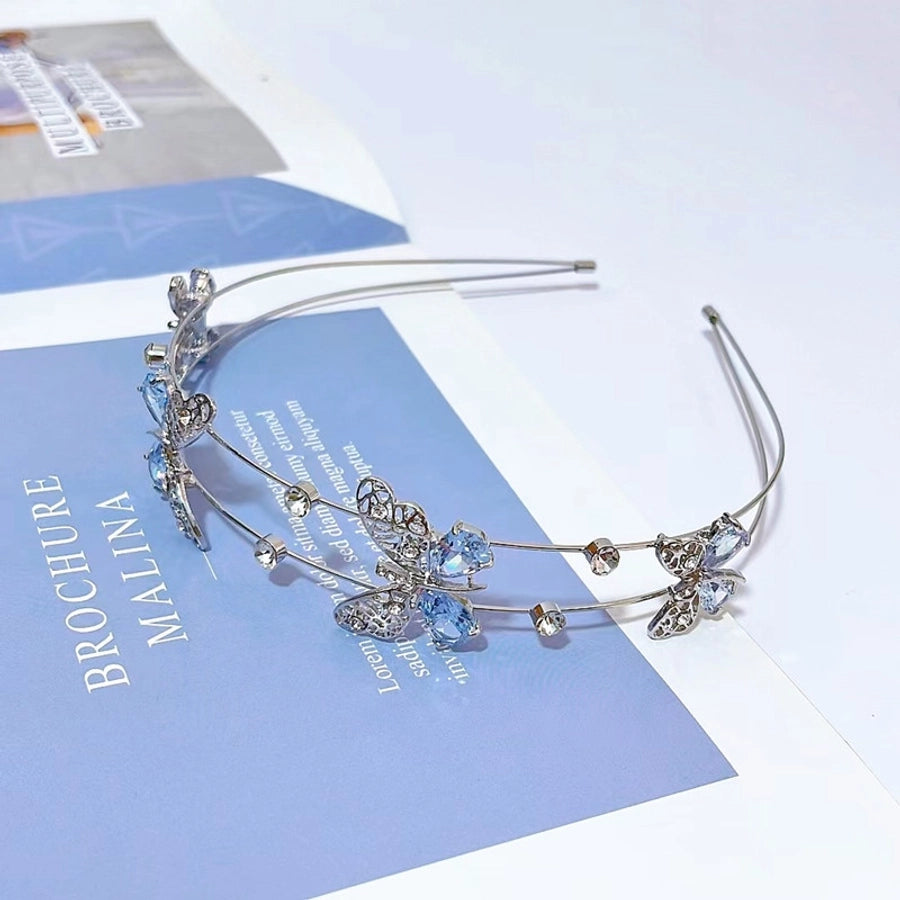 sweet flower bow knot alloy hollow out zircon hair band