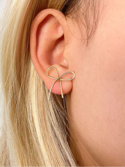 Women's bowknot earrings  lightweight  simple butterfly fashion elegant simple line ear studs earrings