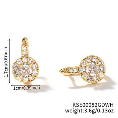 1 Pair Glam Shiny Korean Style Round Inlay Copper Zircon K Gold Plated Rhodium Plated Ear clip