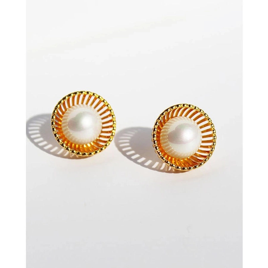 1 Pair Elegant Vintage Style Luxurious Geometric Brass 24K Gold Plated Ear Studs