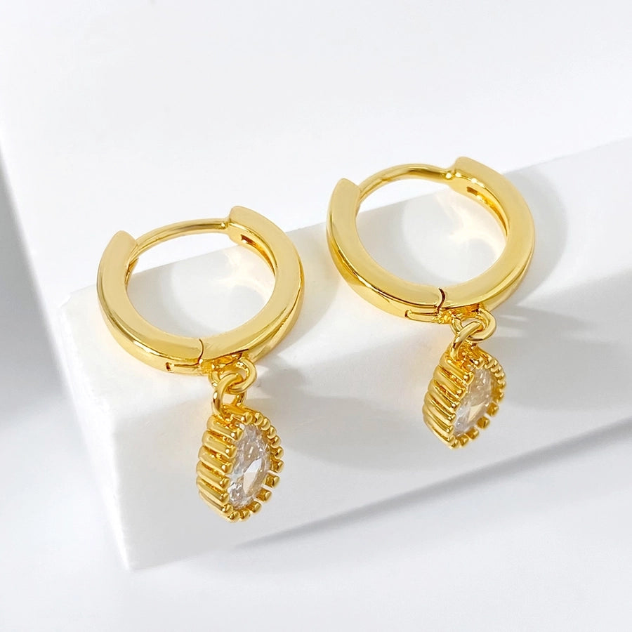 1 Pair Casual Vintage Style Water Droplets Copper Zircon Drop Earrings