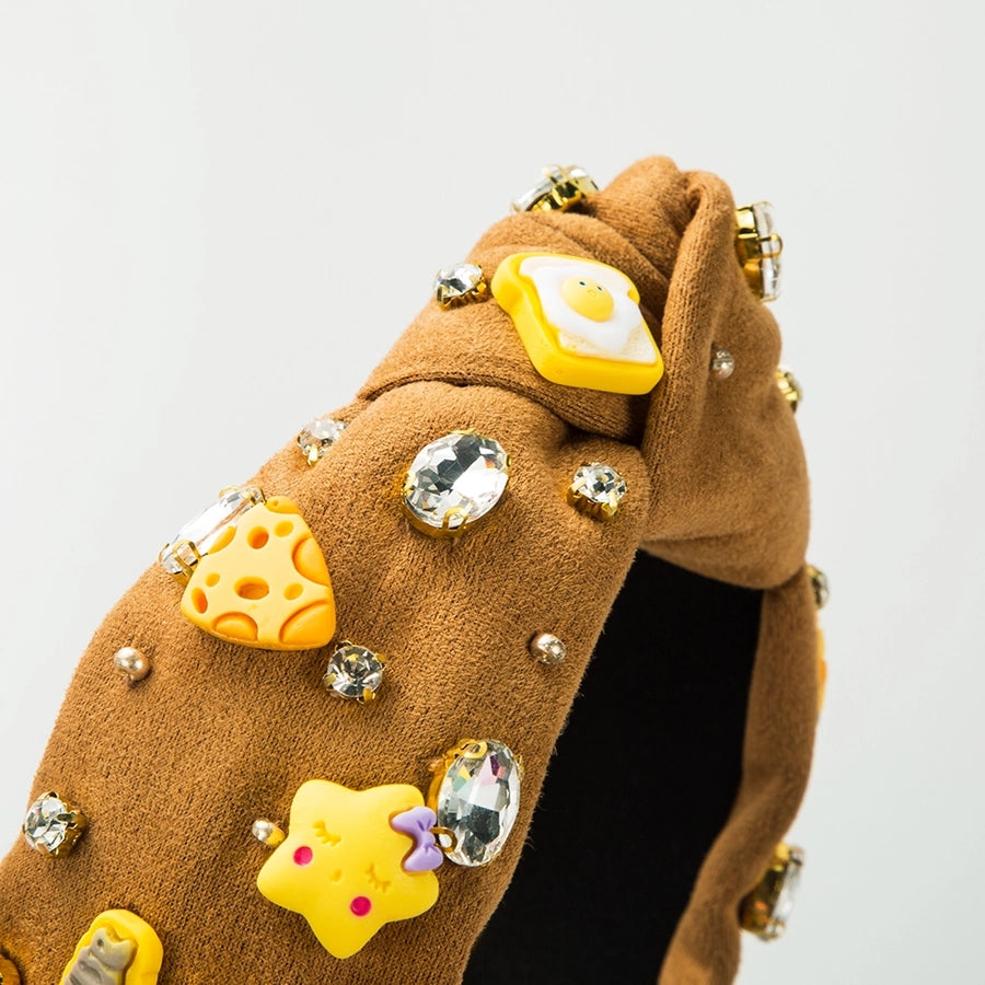 women's sweet simple style ice cream flannel inlay artificial pearls hair band