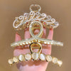 fashion flower metal plating artificial rhinestones hair claws 1 piece