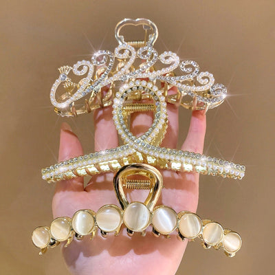fashion flower metal plating artificial rhinestones hair claws 1 piece