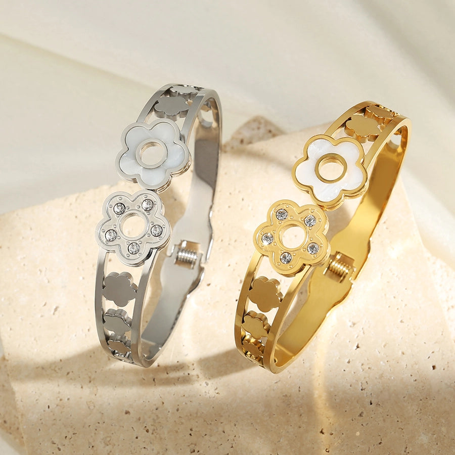 Casual Simple Style Streetwear Floral 304 Stainless Steel Stainless Steel Bracelets In Bulk