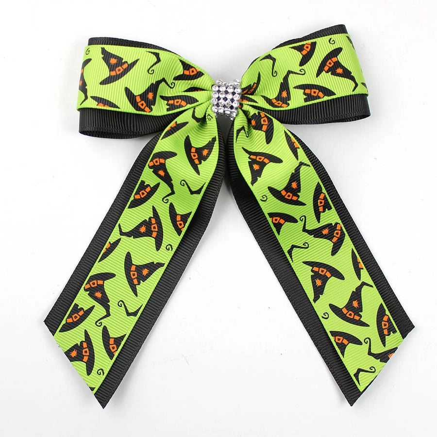 Girl'S Casual Pumpkin Bow Knot Ghost Cloth Inlay Rhinestones Hair Clip