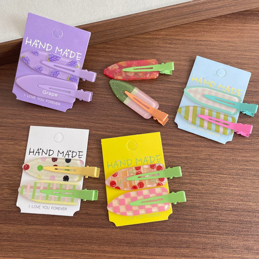 Women's IG Style Cute Stripe Fruit Solid Color Plastic Resin Hair Clip