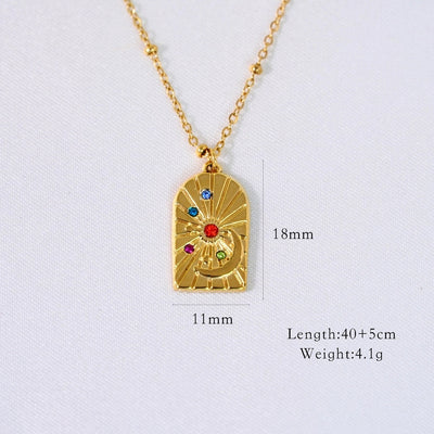 Jewelry Casual Simple Style Streetwear Geometric Titanium Steel Zircon Inlay Pendant Necklace