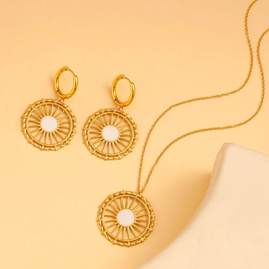 Jewelry Simple Style Classic Style Commute Round 304 Stainless Steel 316 Stainless Steel  18K Gold Plated Jewelry Set