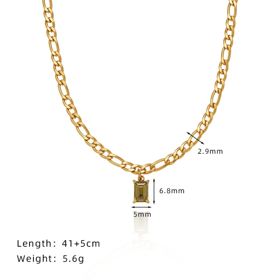 Jewelry Retro Simple Style Round Square 304 Stainless Steel Zircon Beaded Inlay Pendant Necklace