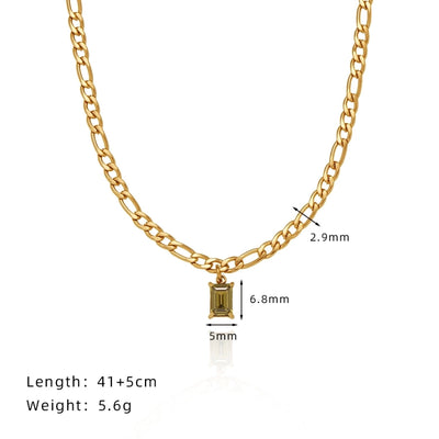 Jewelry Retro Simple Style Round Square 304 Stainless Steel Zircon Beaded Inlay Pendant Necklace