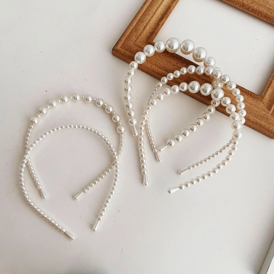 women's vintage style geometric artificial pearl hair band