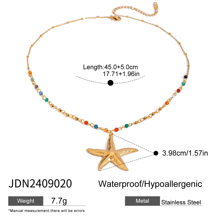 Jewelry Simple Style Classic Style Starfish 304 Stainless Steel 18K Gold Plated Rings Necklace