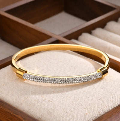 Classic Style Solid Color 304 Stainless Steel 18K Gold Plated Bangle In Bulk