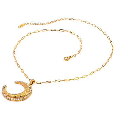 Jewelry Classic Style Moon 304 Stainless Steel Pendant Necklace