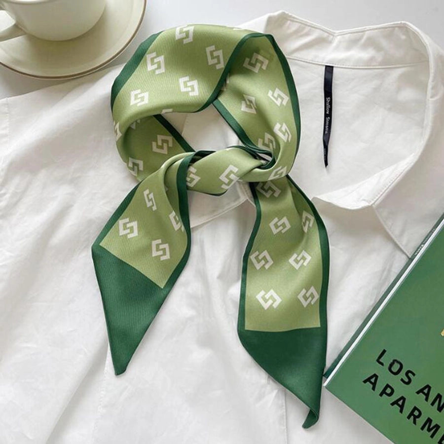 women's sweet letter plaid flower silk scarf printing hair band