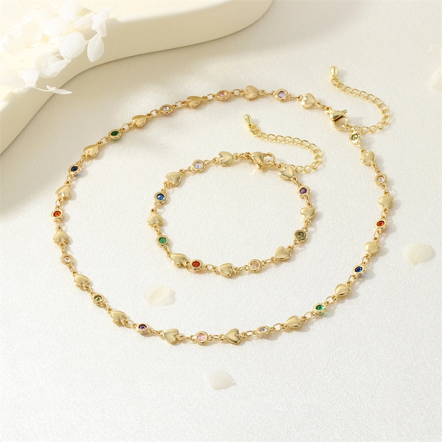 Jewelry IG Style Facial Features Eye  Face Copper Zircon Enamel Inlay Bracelets Necklace