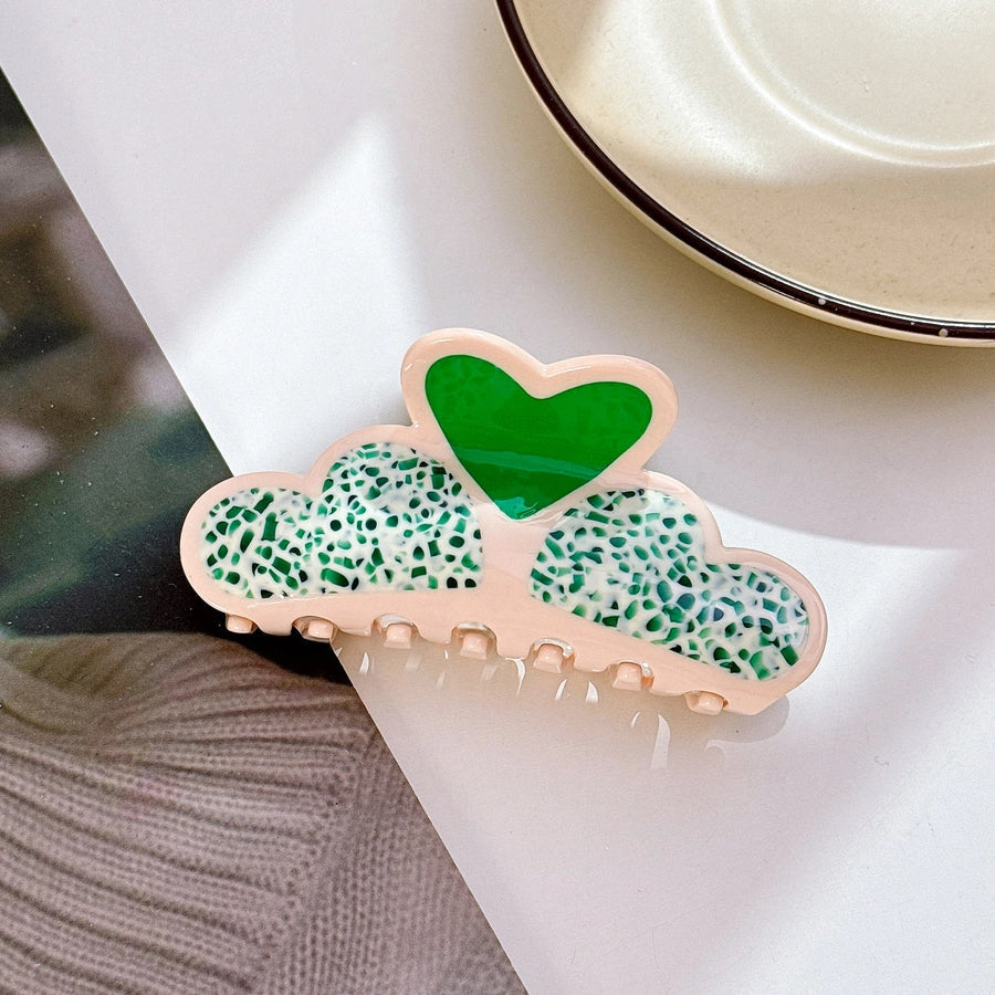 Women's Retro Geometric Heart Shape Acetic acid sheets Hair Claws