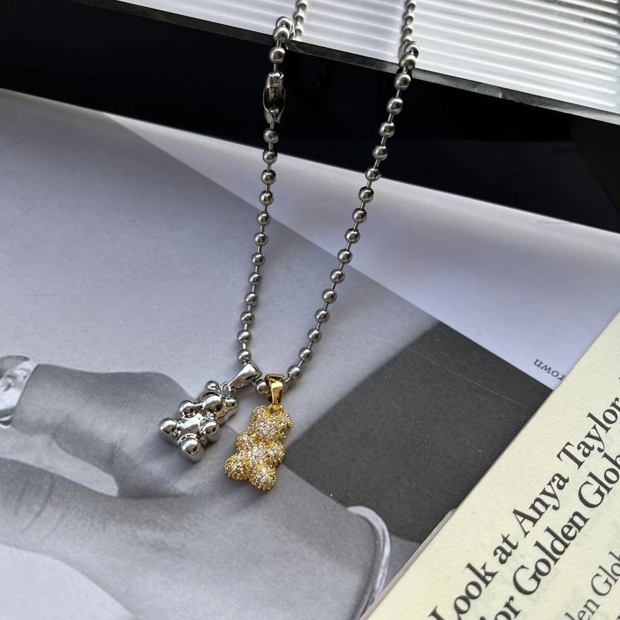 Jewelry Simple Style Classic Style Bear Titanium Steel Plating Pendant Necklace