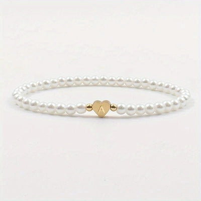 Elegant Simple Style Letter Heart Shape 304 Stainless Steel Artificial Pearl Bracelets In Bulk