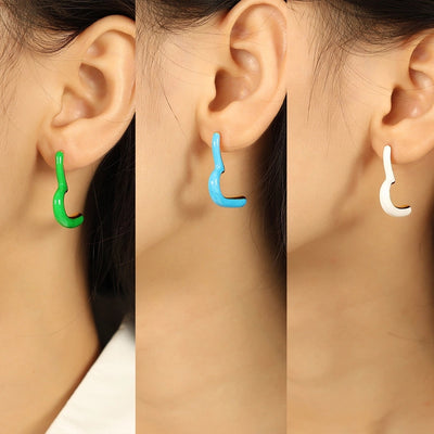 1 Pair IG Style Geometric Polishing Enamel Plating 304 Stainless Steel 18K Gold Plated Ear Studs