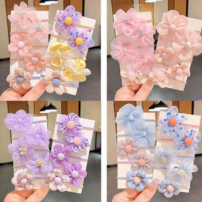 Children's Cute Flower Rubber Band Hair Band Set Baby Do Not Hurt Hair Elastic Good Girls Baby Hair Rope Hair Accessories Women