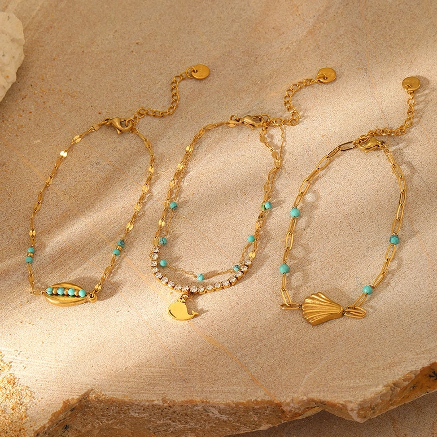 Elegant Simple Style Dolphin Shell 304 Stainless Steel Bracelets In Bulk