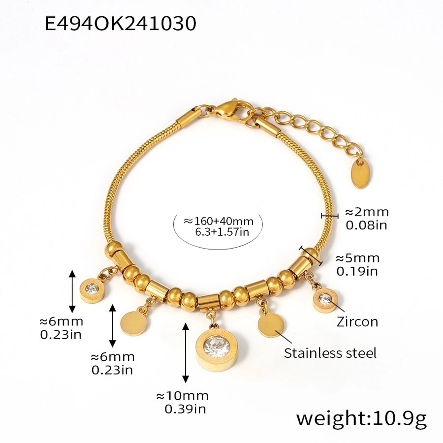 Jewelry Elegant Roman Numeral 304 Stainless Steel Zircon 18K Gold Plated Plating Bracelets Necklace