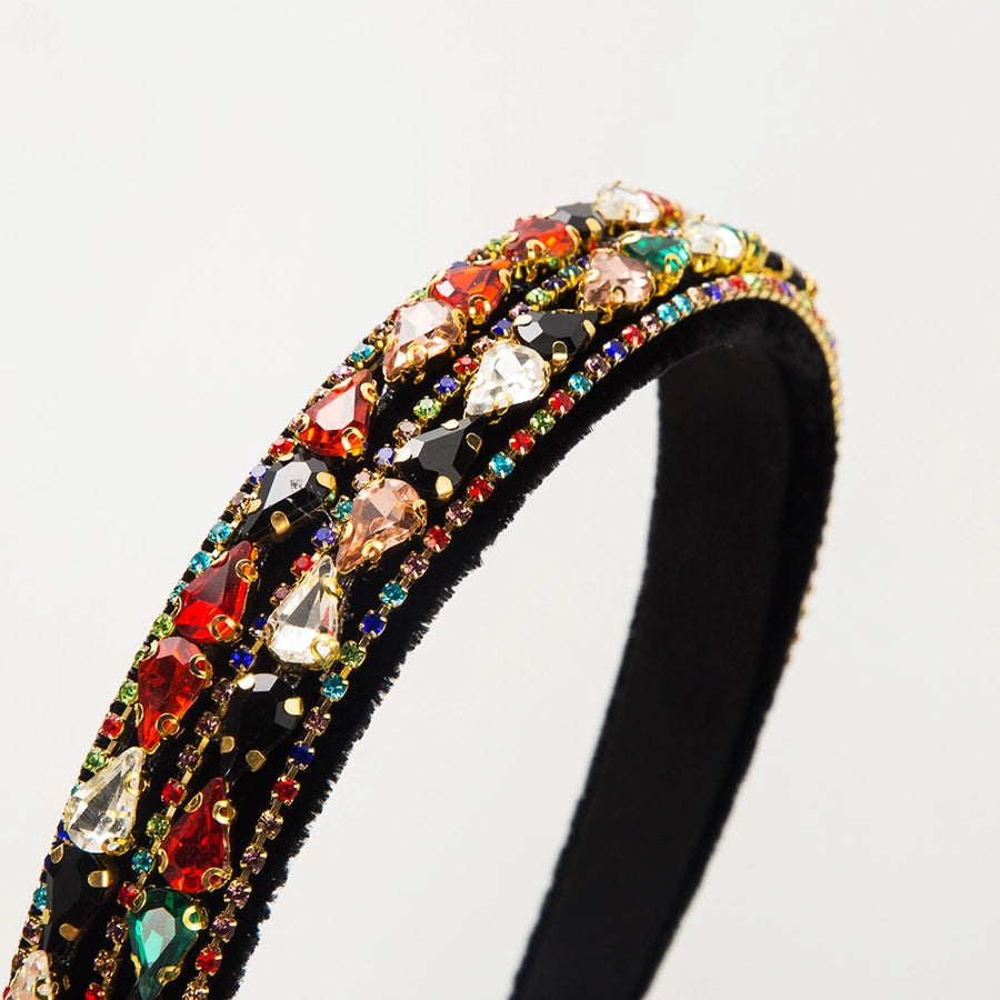 women's elegant luxurious water droplets alloy cloth inlay rhinestones hair band