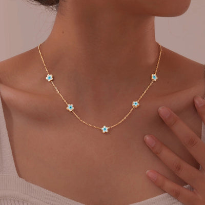 Jewelry Vintage Style Simple Style Heart Shape Eye Flower 201 Stainless Steel Necklace