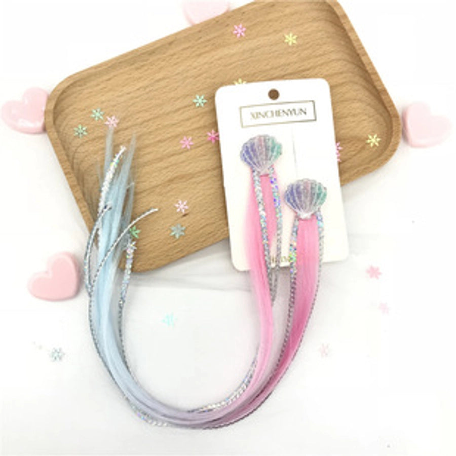 Rainbow Wig Glitter Gradient Hairpin Haircord Hairband Children's Wig Bow Wig Hairpin