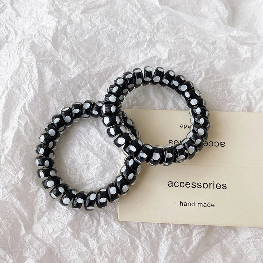 Women's Modern Style Classic Style Polka Dots Plastic Telephone Cord Hair Tie