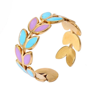 Jewelry IG Style Star Leaves Heart Shape 304 Stainless Steel Open Rings