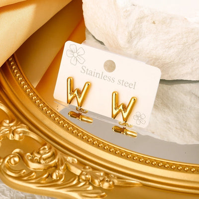 1 Pair Simple Style Classic Style Letter 304 Stainless Steel 18K Gold Plated Ear Studs