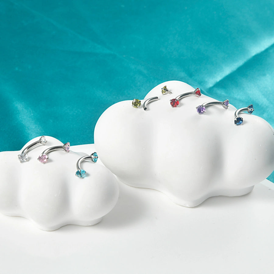 1 Piece Lip Rings Casual Hawaiian Tropical Geometric 304 Stainless Steel Inlay Zircon Ear Cartilage Rings & Studs