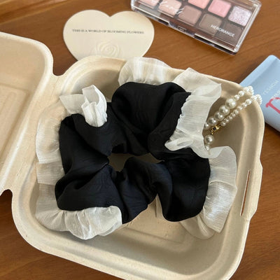 Korean Style Elegant Satin Mesh Lace Fabric Colon Hair Ring Girls' Cream Hair Hair Rope Women's Hair Rope