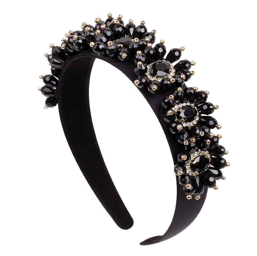 Women's Lady Geometric Artificial Pearl Cloth Rhinestone Hair Band