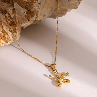 Jewelry Classic Style Balloon Dog Solid Color 304 Stainless Steel Pendant Necklace