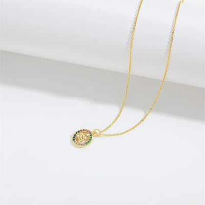 Copper cable chain 14K Gold Plated Cat Snake Spider Zircon Pendant Necklace