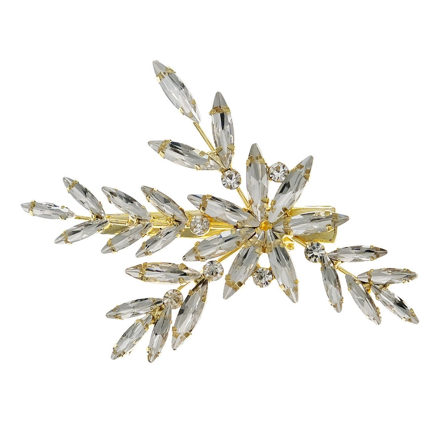sweet simple style leaf alloy inlay rhinestones hair clip