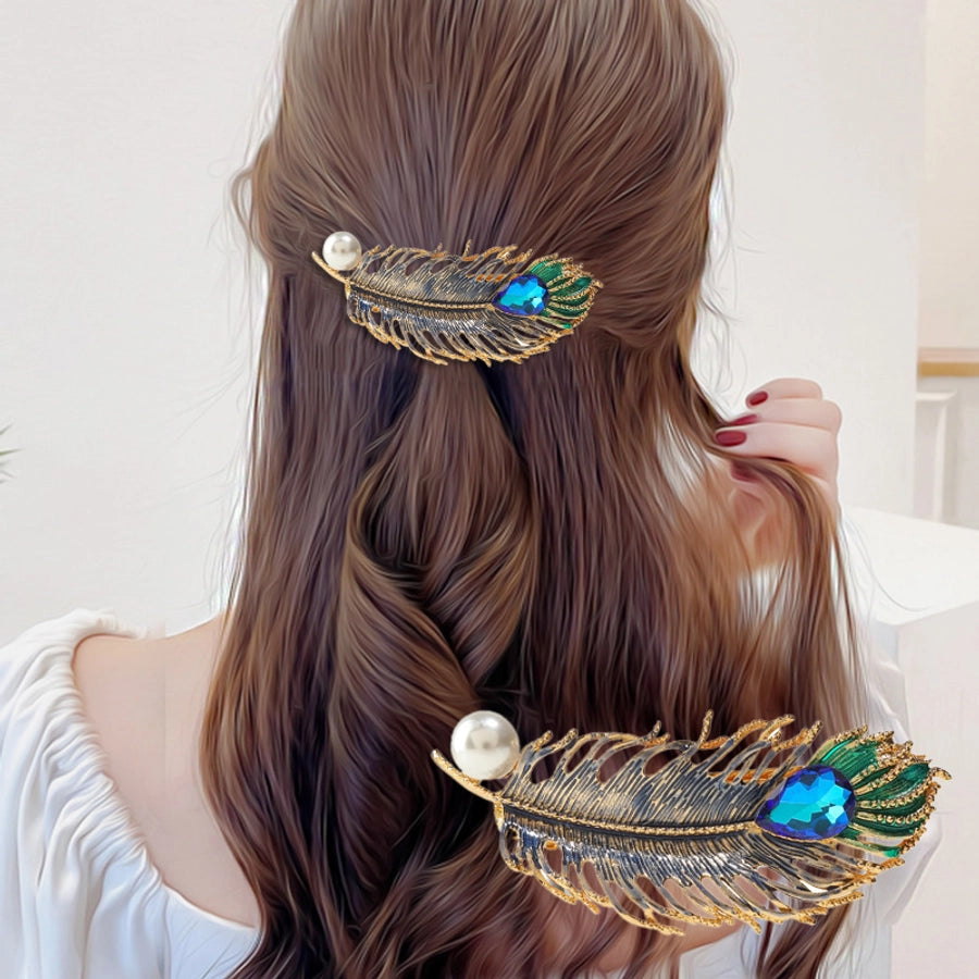Women's Simple Style Classic Style Feather Zinc alloy Inlay Rhinestones Hair Clip
