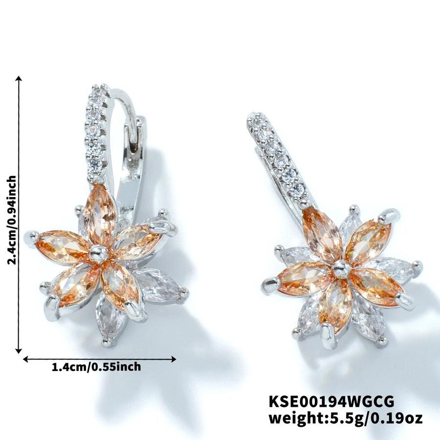 1 Pair Artistic Shiny Geometric Inlay Copper Zircon K Gold Plated Drop Earrings