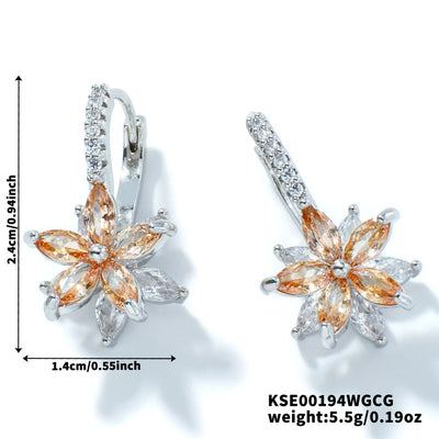 1 Pair Artistic Shiny Geometric Inlay Copper Zircon K Gold Plated Drop Earrings