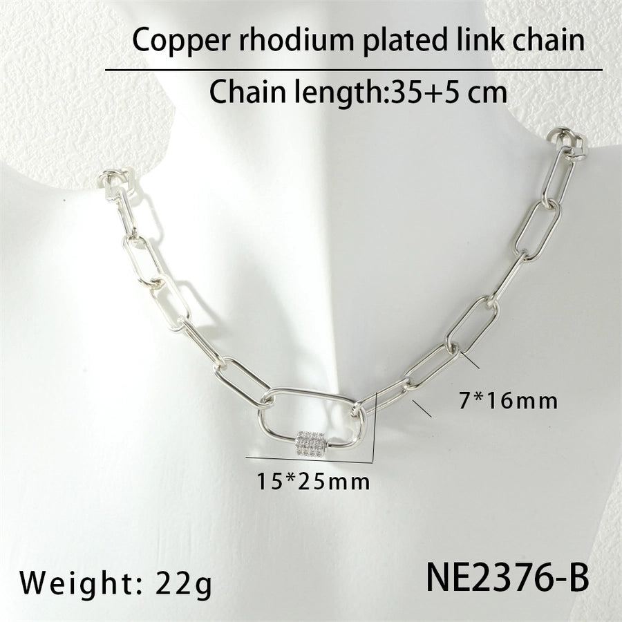 Jewelry IG Style Cool Style Oval Copper Zircon Necklace