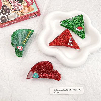 Christmas Sweet IG Style Women's Triangle Heart Shape Arylic Hair Claws