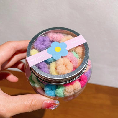 simple style solid color knit contrast collar hair tie