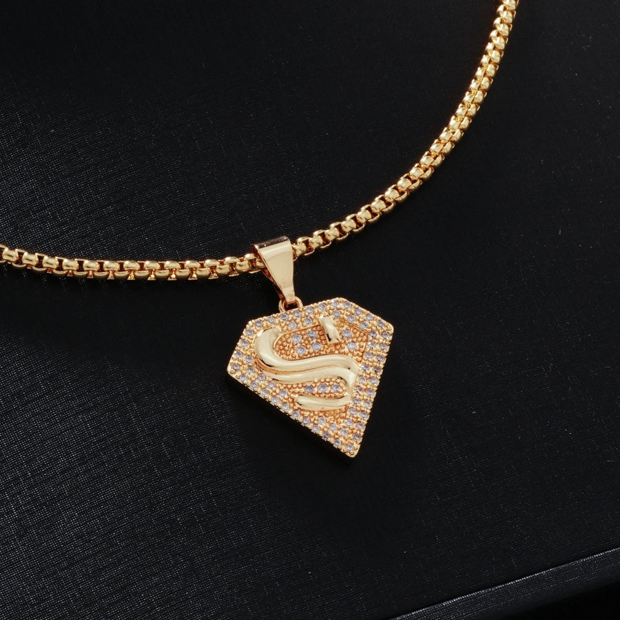 Hip-Hop Rock Shiny Shark 304 Stainless Steel Copper Inlay Zircon K Gold Plated Unisex Pendant Necklace