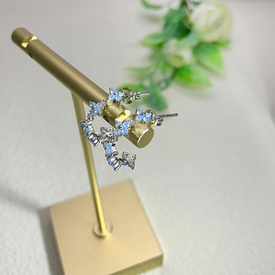 Copper Flower Earrings Anklet Necklace