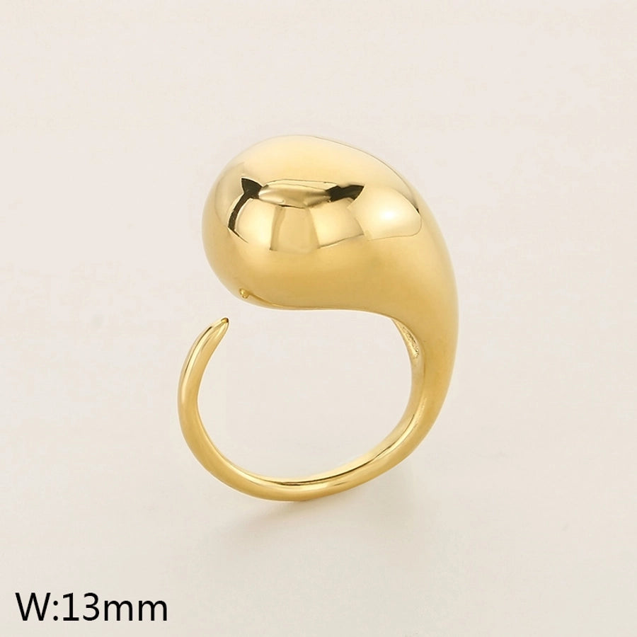 Jewelry Vintage Style Water Droplets 304 Stainless Steel 18K Gold Plated Open Rings